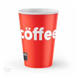 Стакан бумажный однослойный Cöffee Cup Красный  350 мл